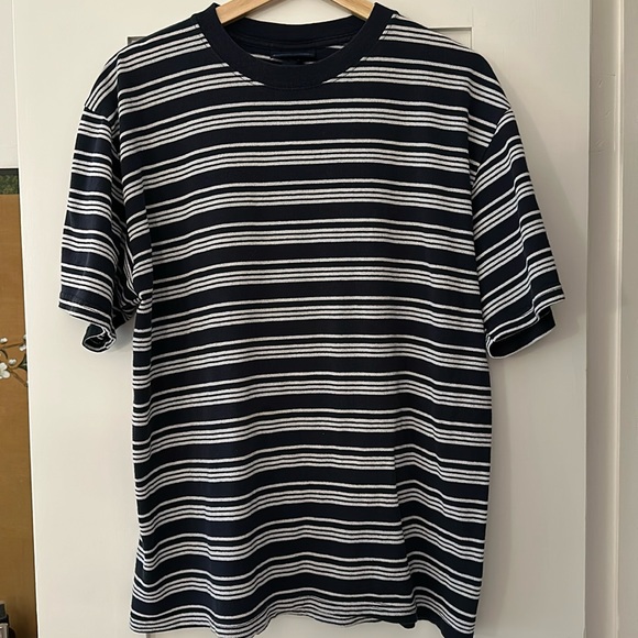 Navy & White Striped Vintage 90s Puritan T-Shirt, Size Medium - Picture 1 of 4